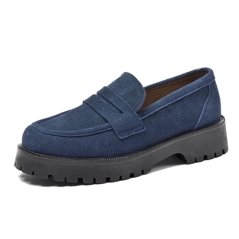 Women's Slip On Suede Loafers navy blue