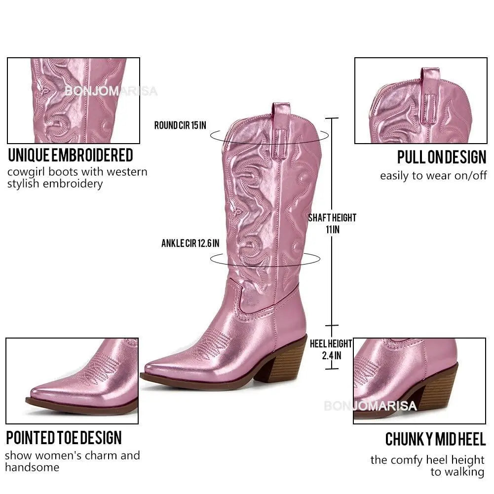 Shiny Women's Cowboy Boots size chart
