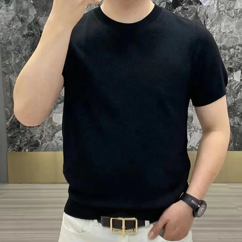 Men's Knitted Casual Polo Shirt black