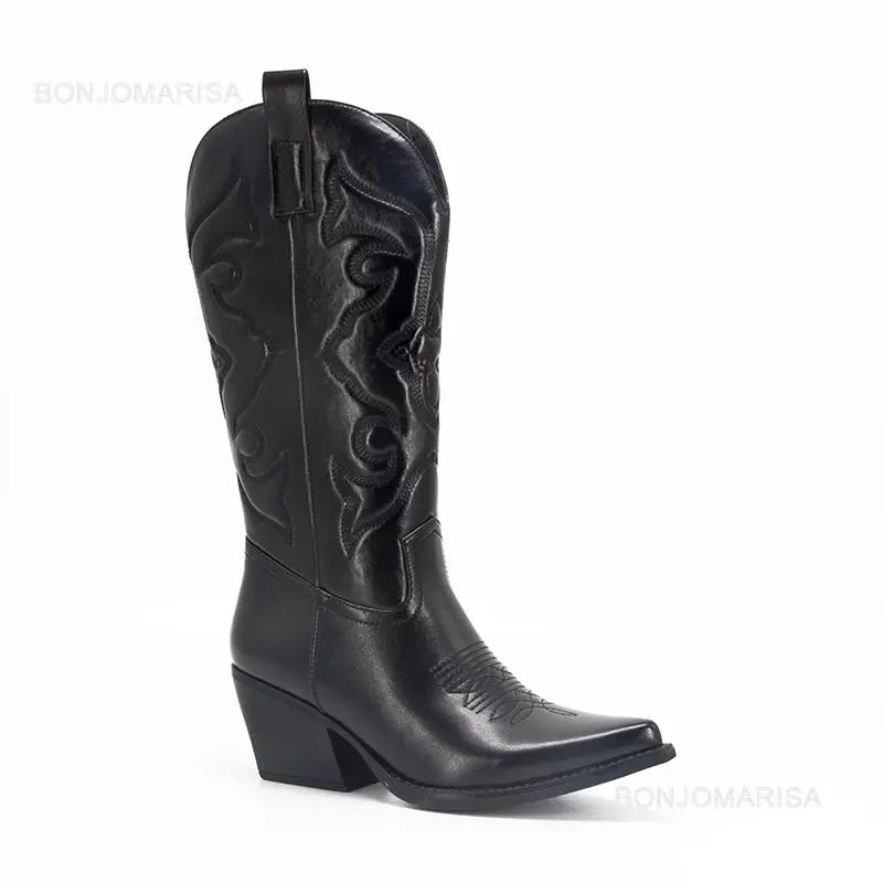 Shiny Women's Cowboy Boots black