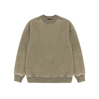 Fleece Textured Pullover Cotton Sweatshirt khaki