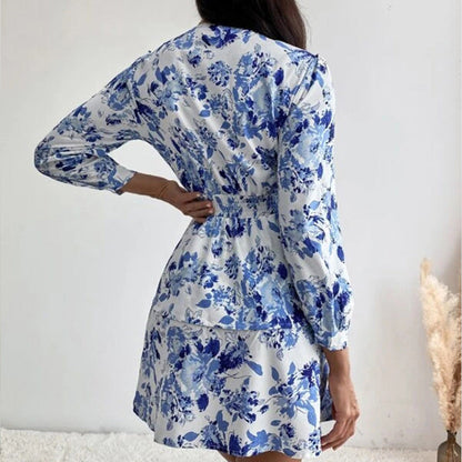 Floral Printed Pleated A-Line Dress