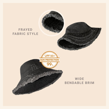 Plain Frayed Bucket Hat