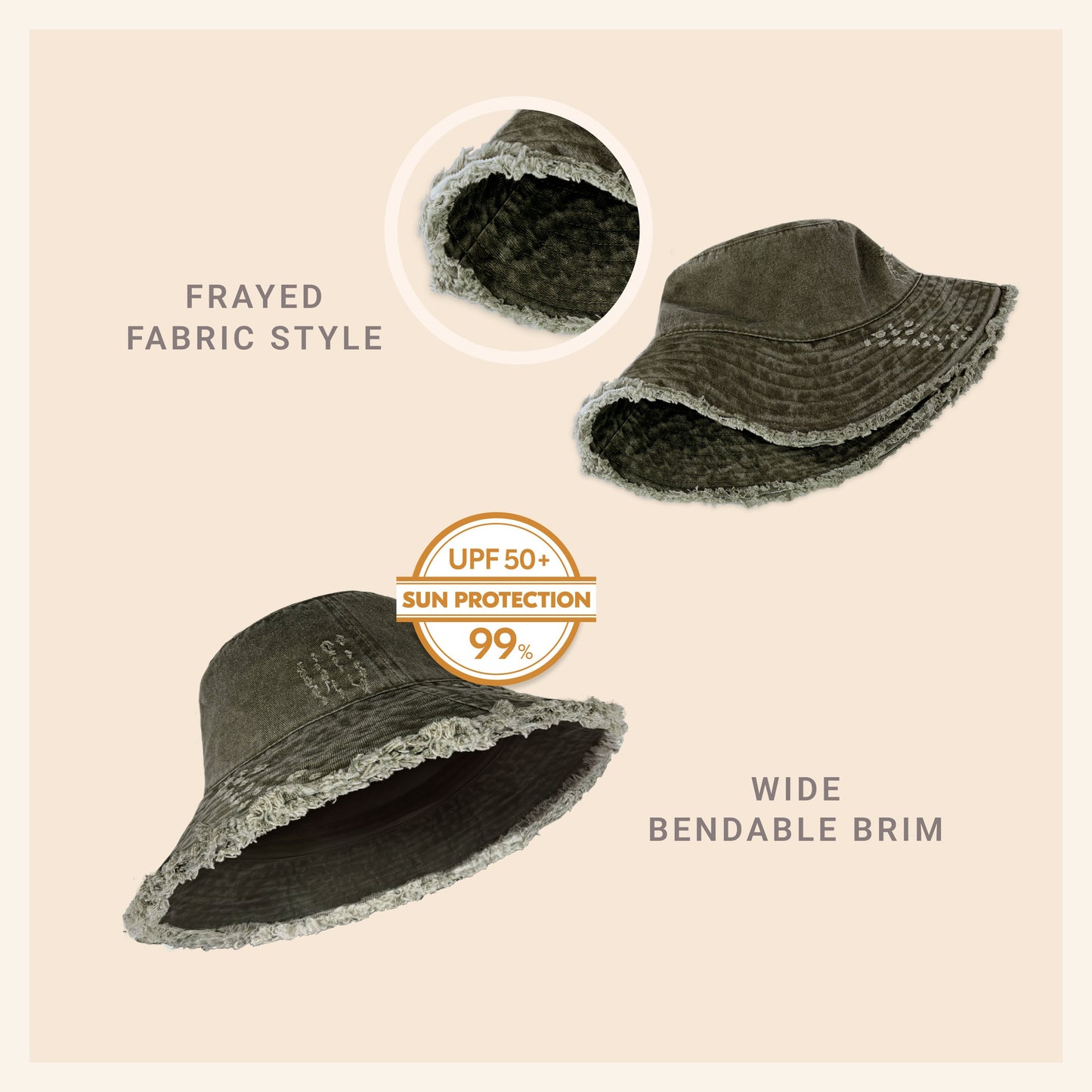Plain Frayed Bucket Hat