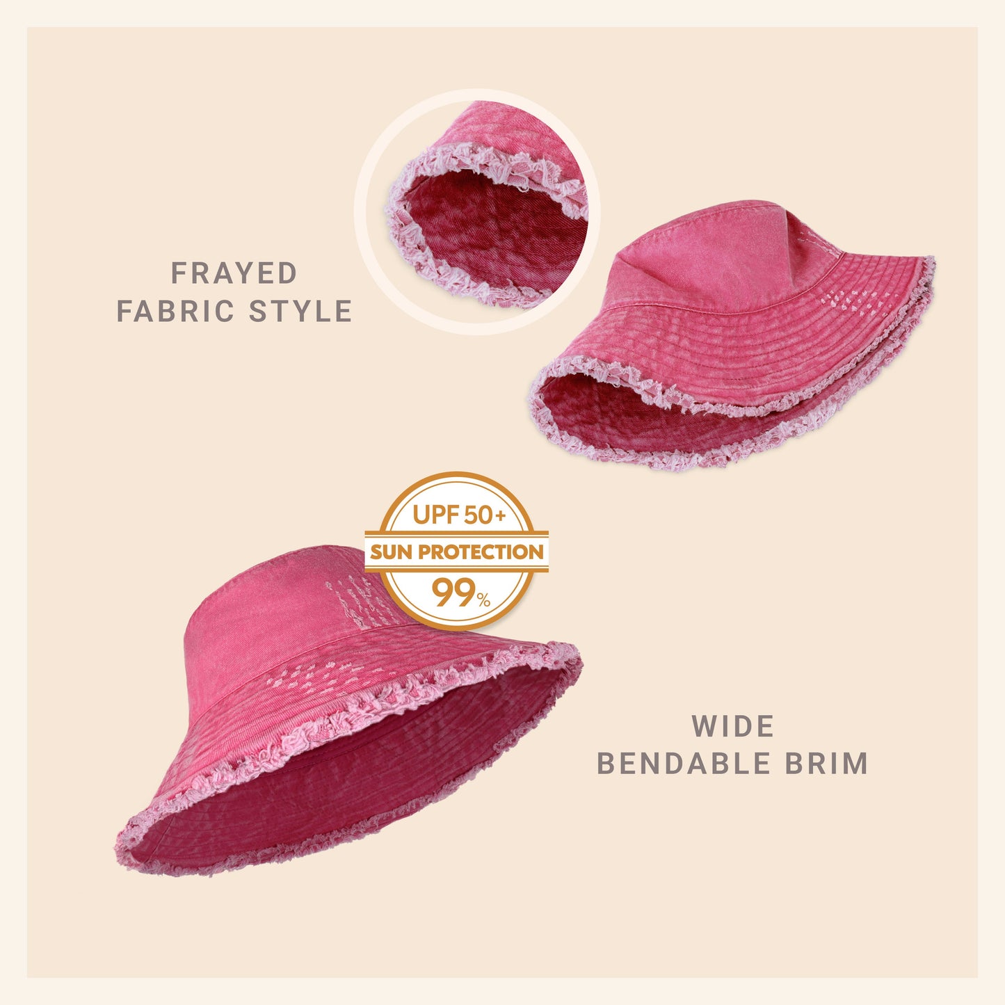 Plain Frayed Bucket Hat