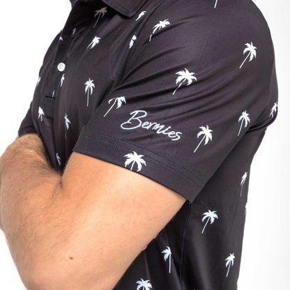 Black Golf Polo with Palm Trees