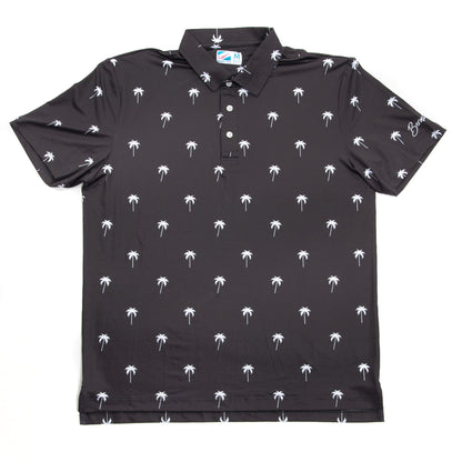 Black Golf Polo with Palm Trees