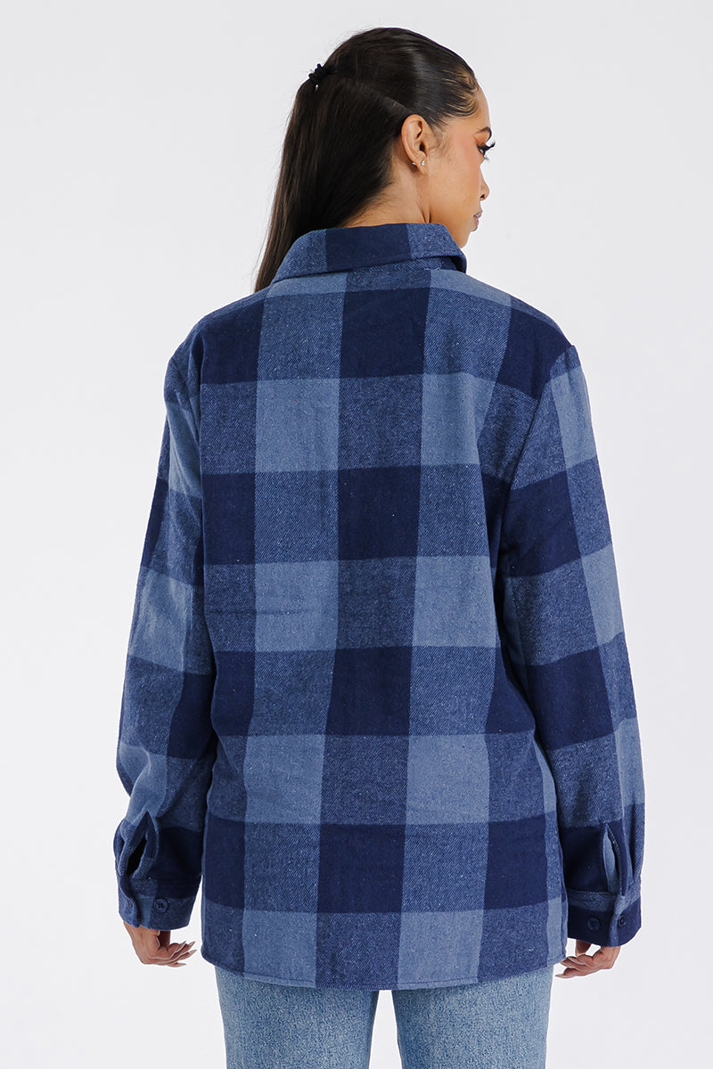 Boyfriend Style Women's Oversized Soft Blue Flannel Shacket