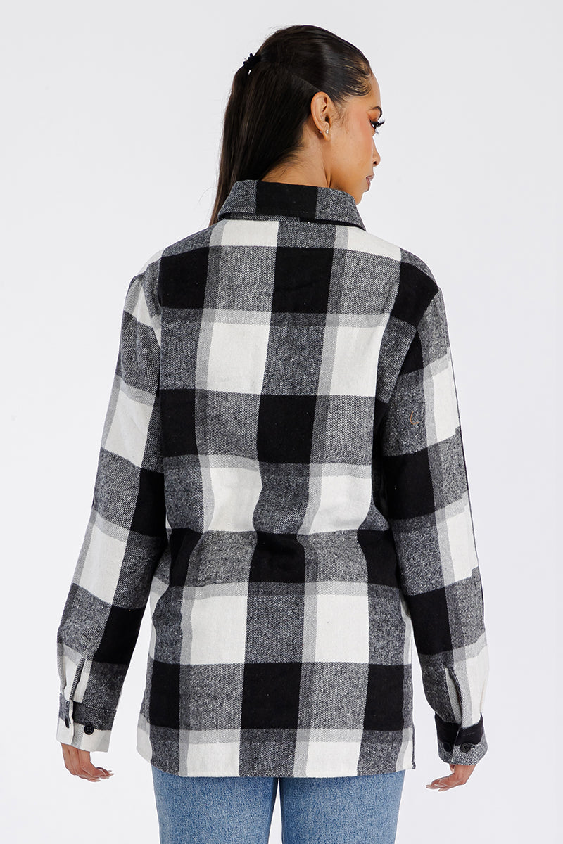 Boyfriend Style Women's Oversized Soft White Flannel Shacket