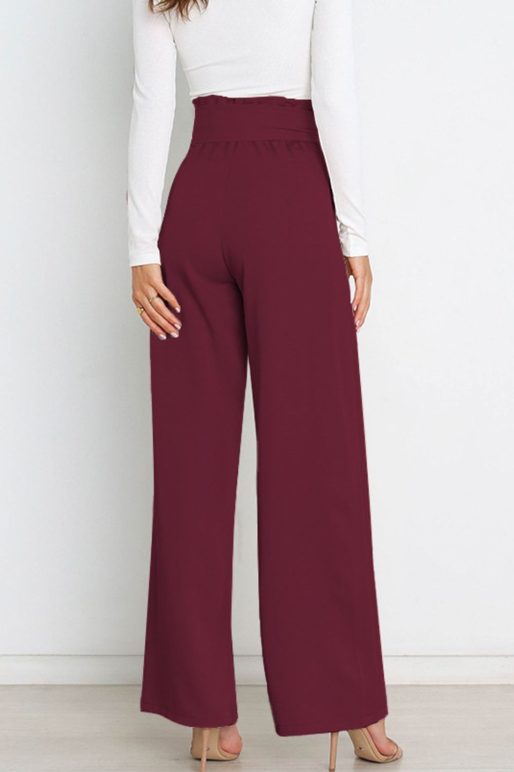 Tie Front Wide Leg Women's Pants purple