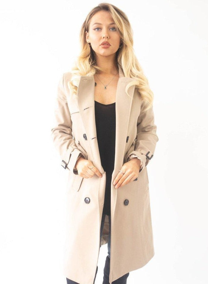 Women's Long Double-Breasted Trench Coat