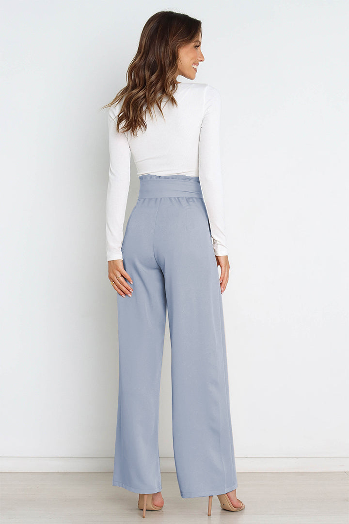 Tie Front Wide Leg Women's Pants blue