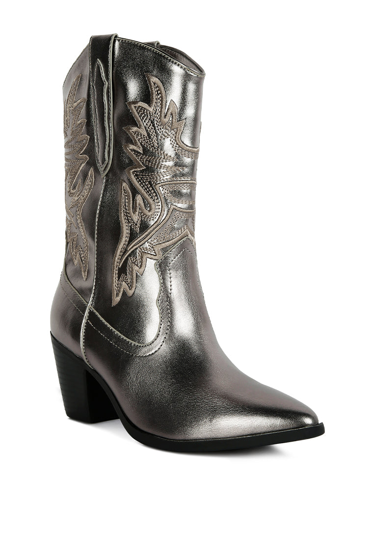 Western Cowboy Boots silver front