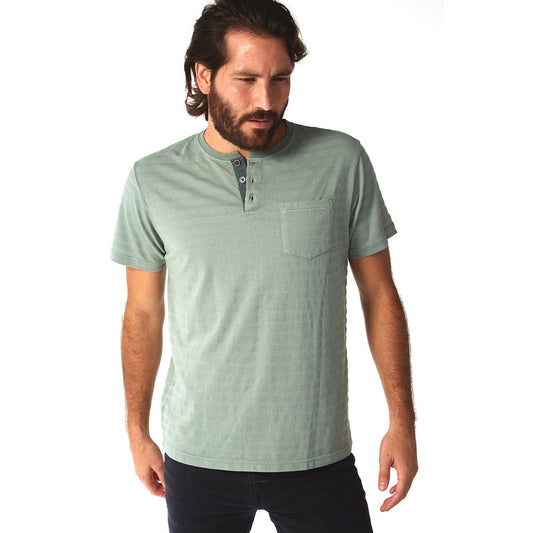 Green Striped Men's Henley T-Shirt