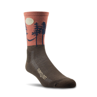 Sock with nature-themed design on a white background