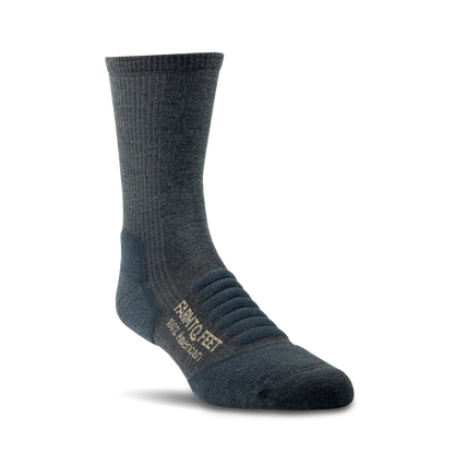 Dark gray sock with brand logo on a white background