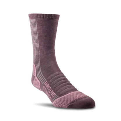 Purple sock with brand logo on a white background