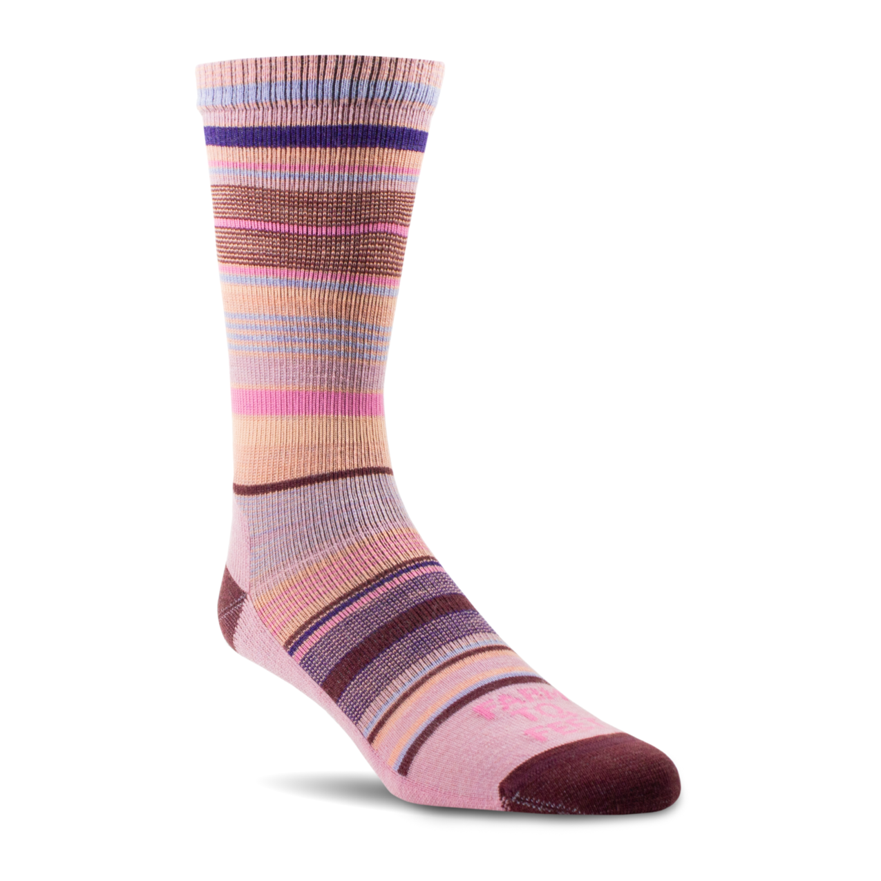 Multicolored striped sock on a white background