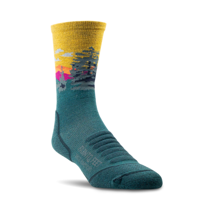 Multicolored sock with nature design on a white background