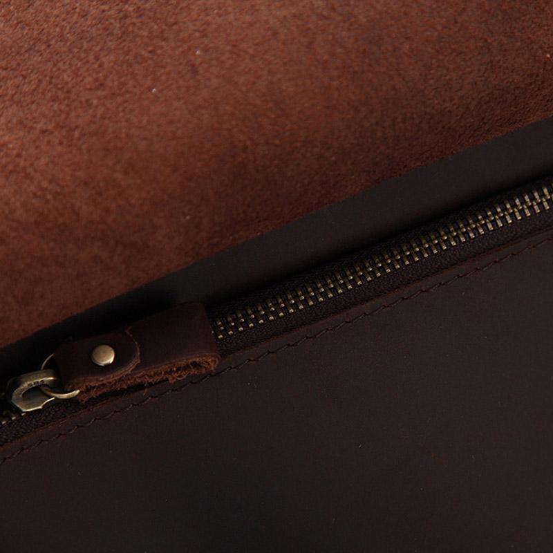 Vintage Leather Travel Backpack zipper