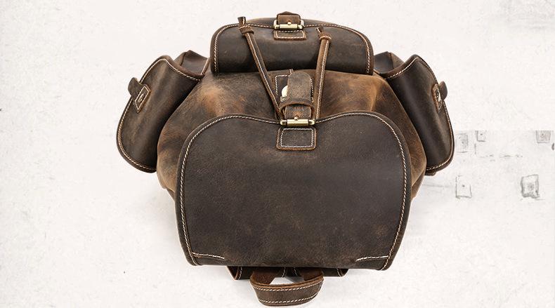 Carryon Genuine Leather Backpack top of pack