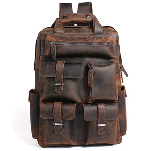 Handmade Genuine Leather Backpack front view