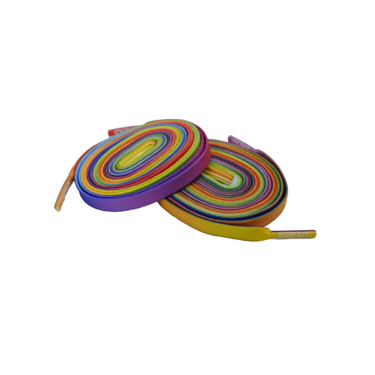 Colorful shoelaces on a white background