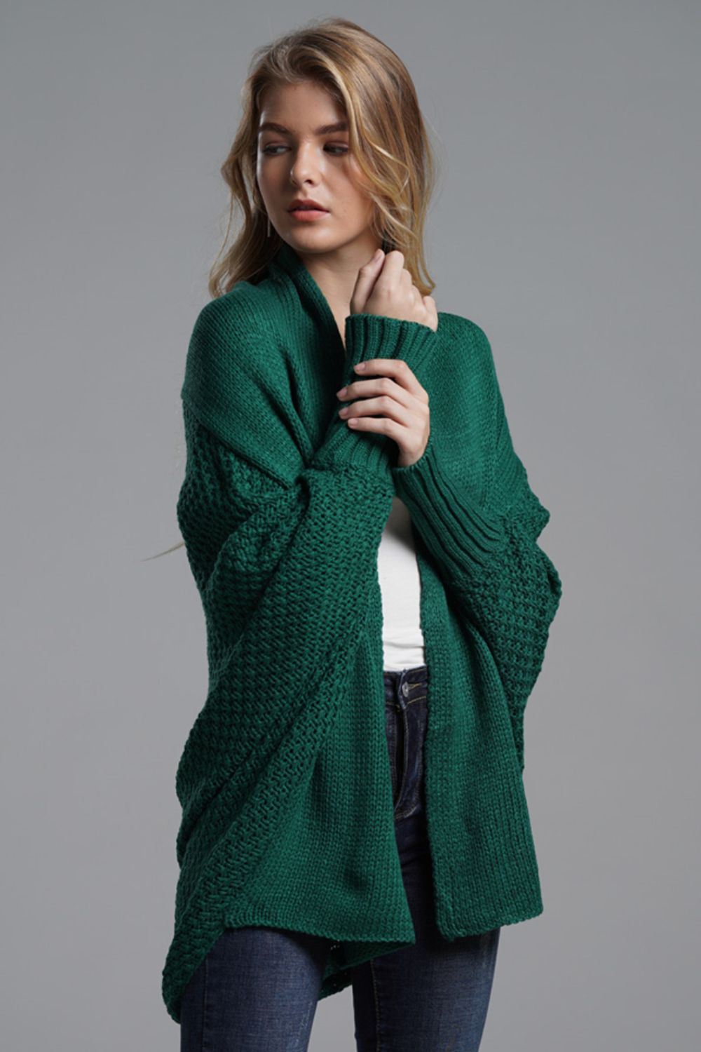 Women's Cardigan with Dolman Sleeves green