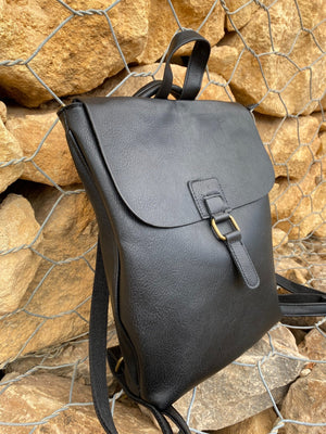 Picture of a Black Vegan Leather Backpack