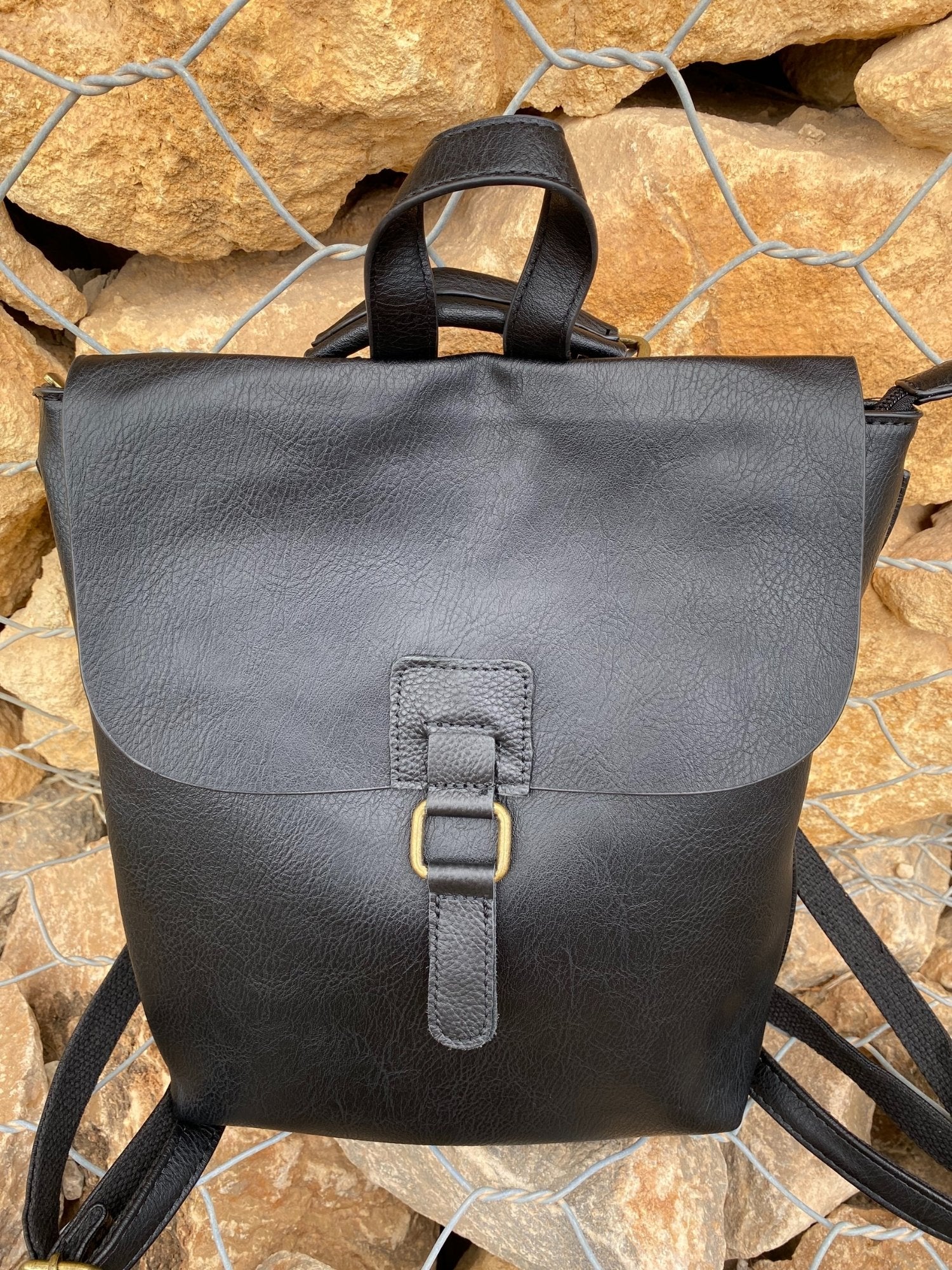 Black Vegan Leather Backpack