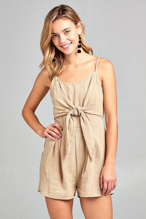 Picture of a Women's Elegant Romper with Front Tie front view