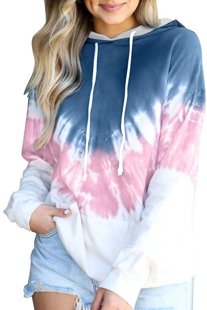 Picture of a Radiant Sunset Tie-Dye Hoodie in pink and blue