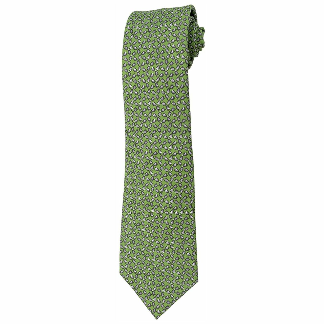 Premium Italian Silk Green Necktie stretched