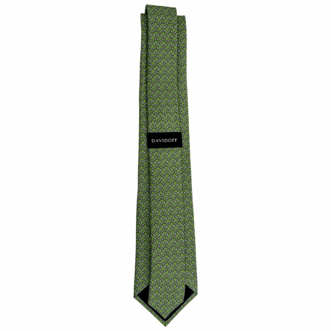 Premium Italian Silk Green Necktie reverse side stretched