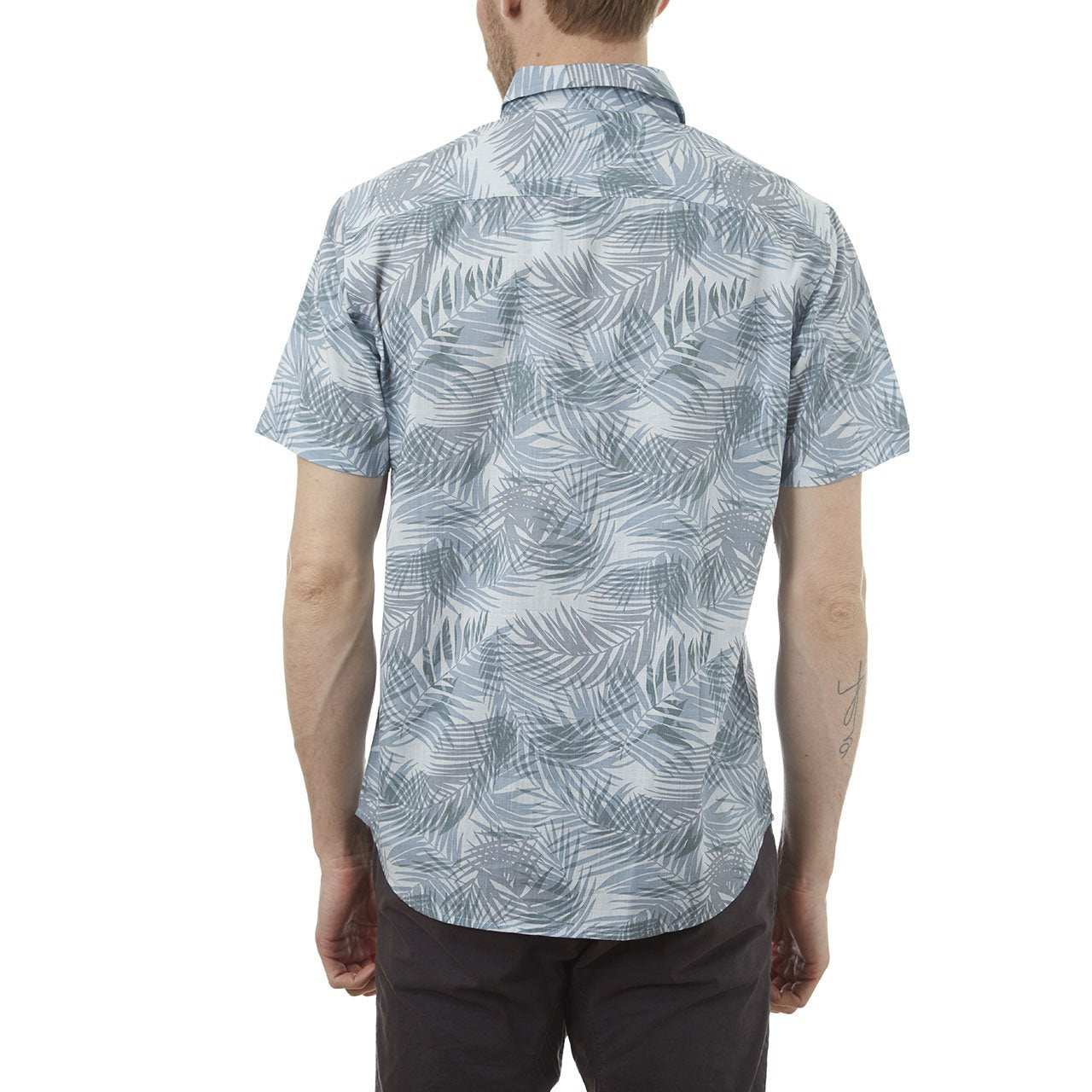 Picture of a Men's Light Blue Hawaiian Shirt back view