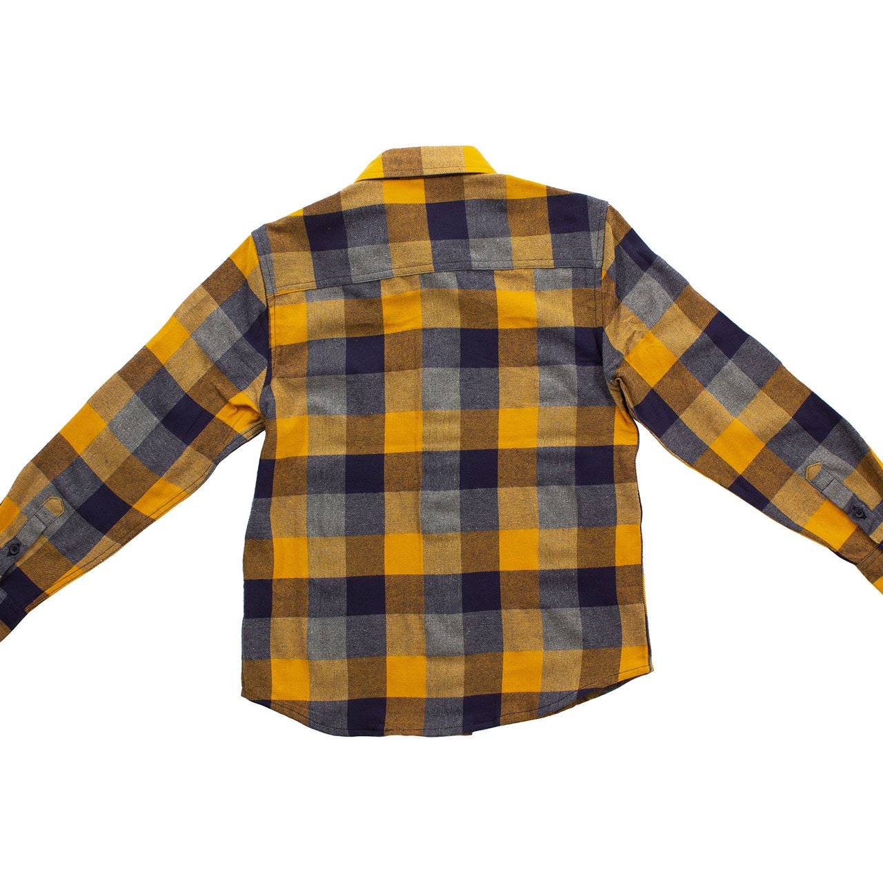 Picture of a Harvest Gold Flannel Button Up Shirt back