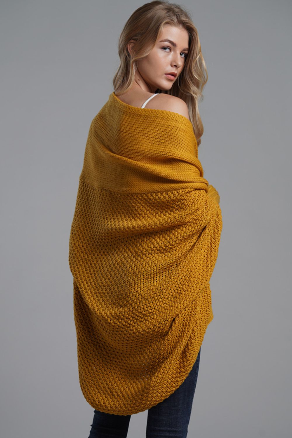 Women's Cardigan with Dolman Sleeves yellow