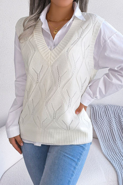 Women's Knit Sweater Vest white front