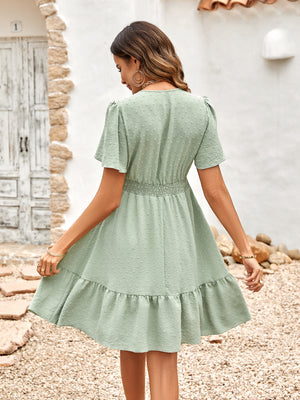Women's Dotted Latin Dress green back