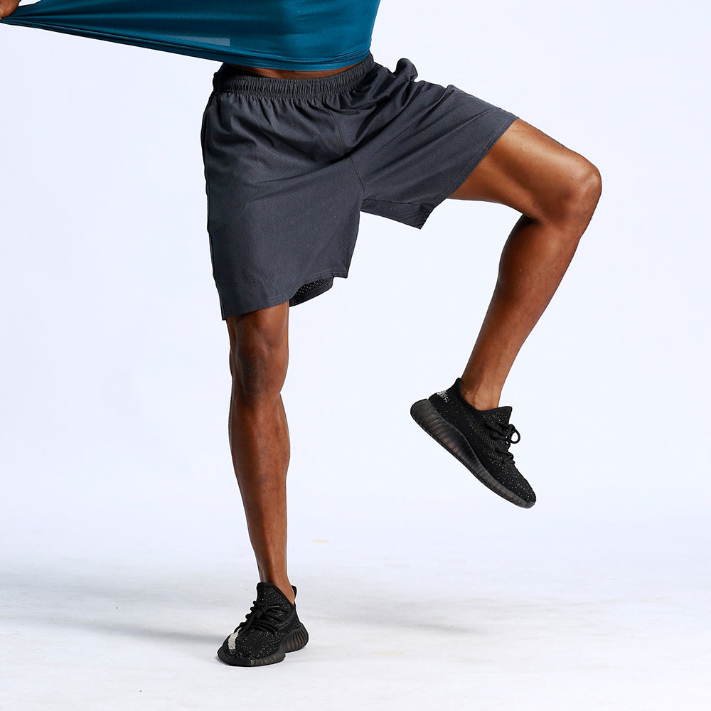 Men's Sports and Fitness Running Shorts action shot man moving legs dark grey