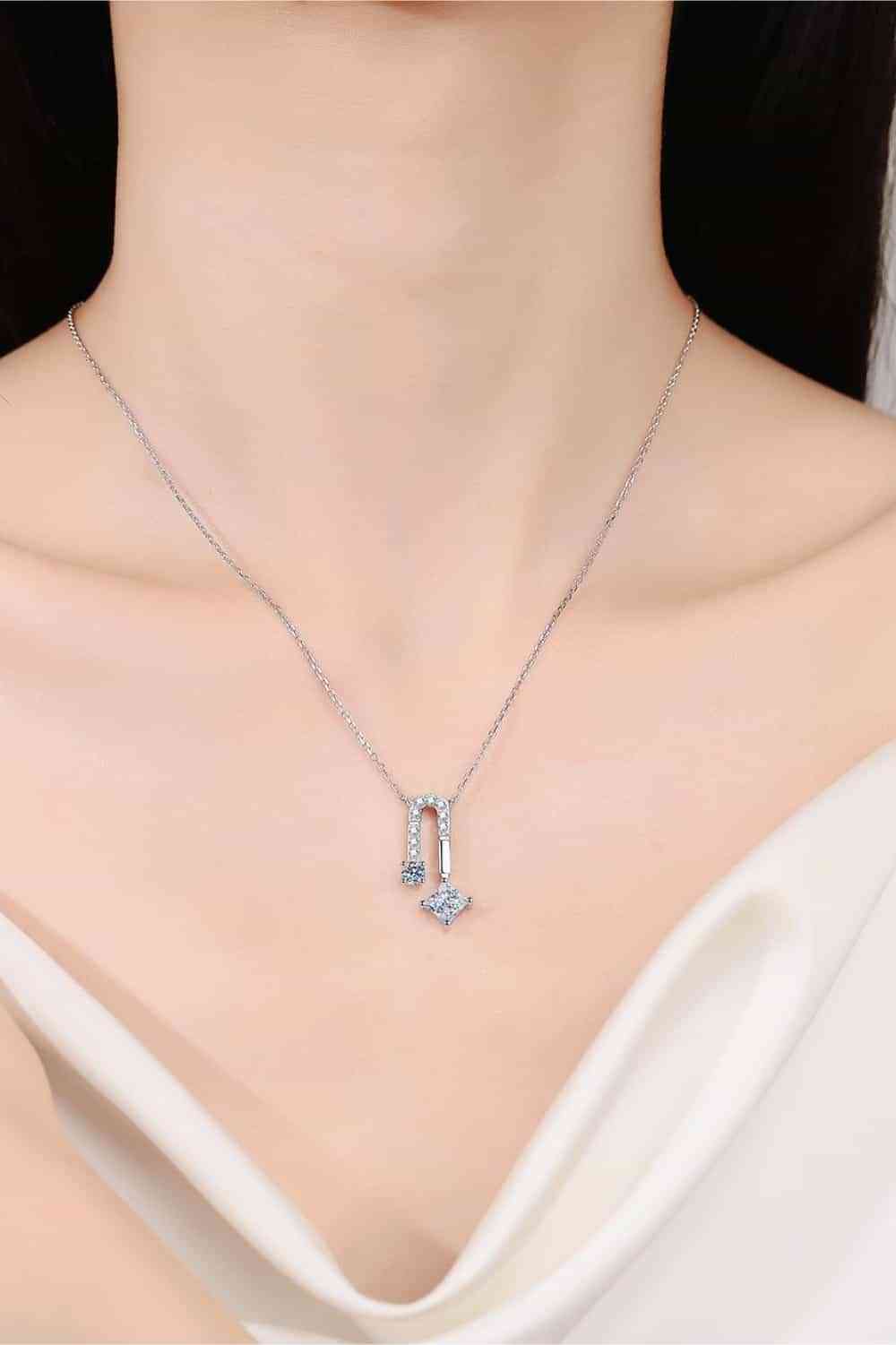 1.3 Carat Moissanite 925 Sterling Silver Necklace around neck