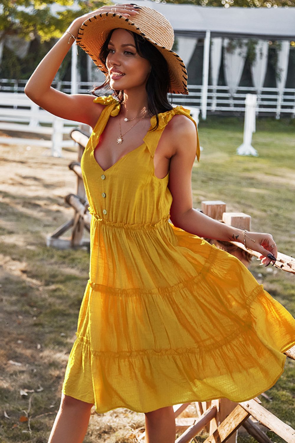 Wavy Summer Dress yellow front