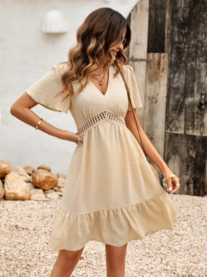 Women's Dotted Latin Dress sand front
