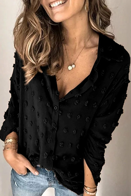 Picture of a Long Sleeve Polka Dot Women's Top black