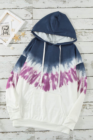 Picture of a Radiant Sunset Tie-Dye Hoodie pink and blue front view