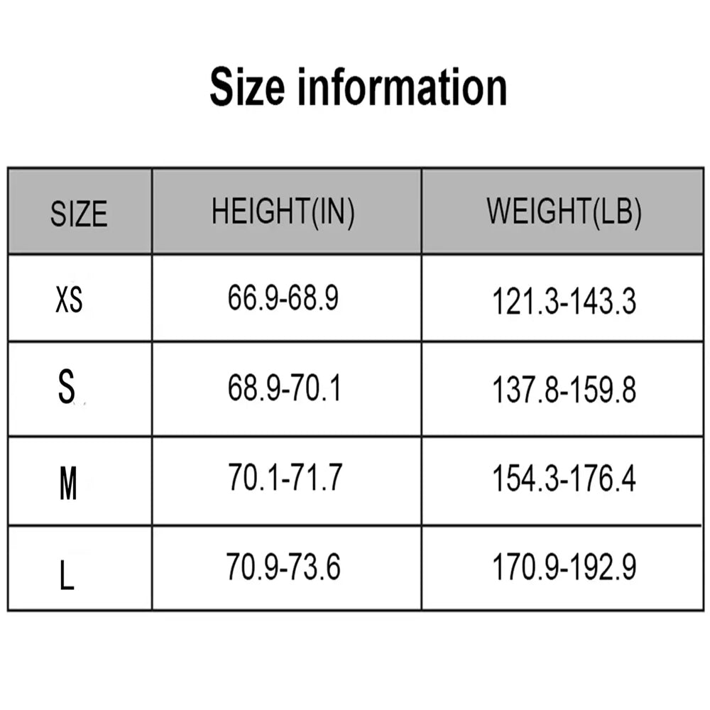 Men's Sports and Fitness Running Shorts size chart