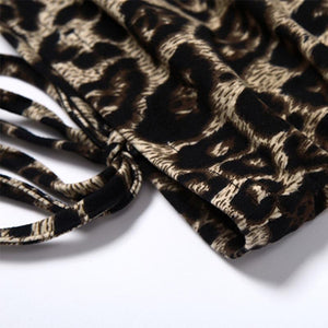 Picture of a Women's Leopard Print Dress with Open Back close up material