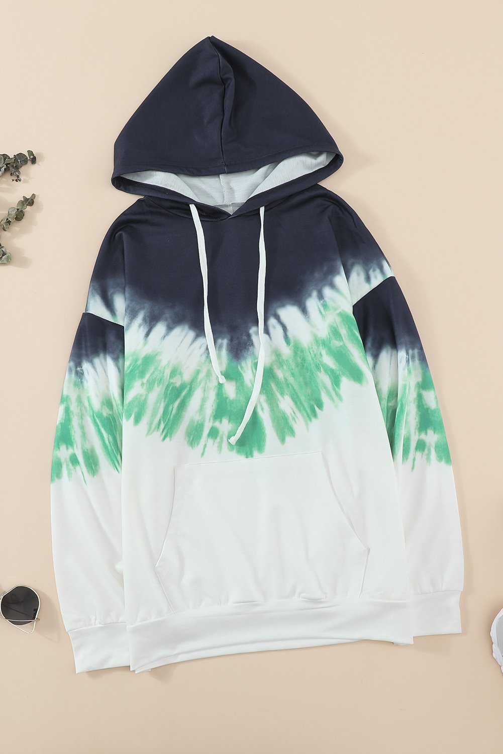Picture of a Radiant Sunset Tie-Dye Hoodie in black and green