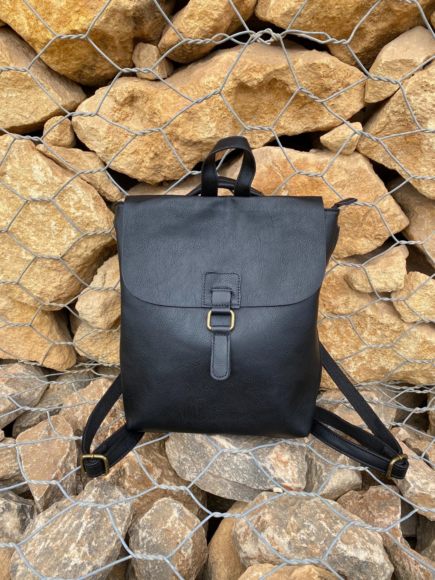 black faux leather backpack cheap Black Vegan Leather Backpack – Plain Clothing Store