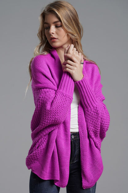 Women's Cardigan with Dolman Sleeves bright pink